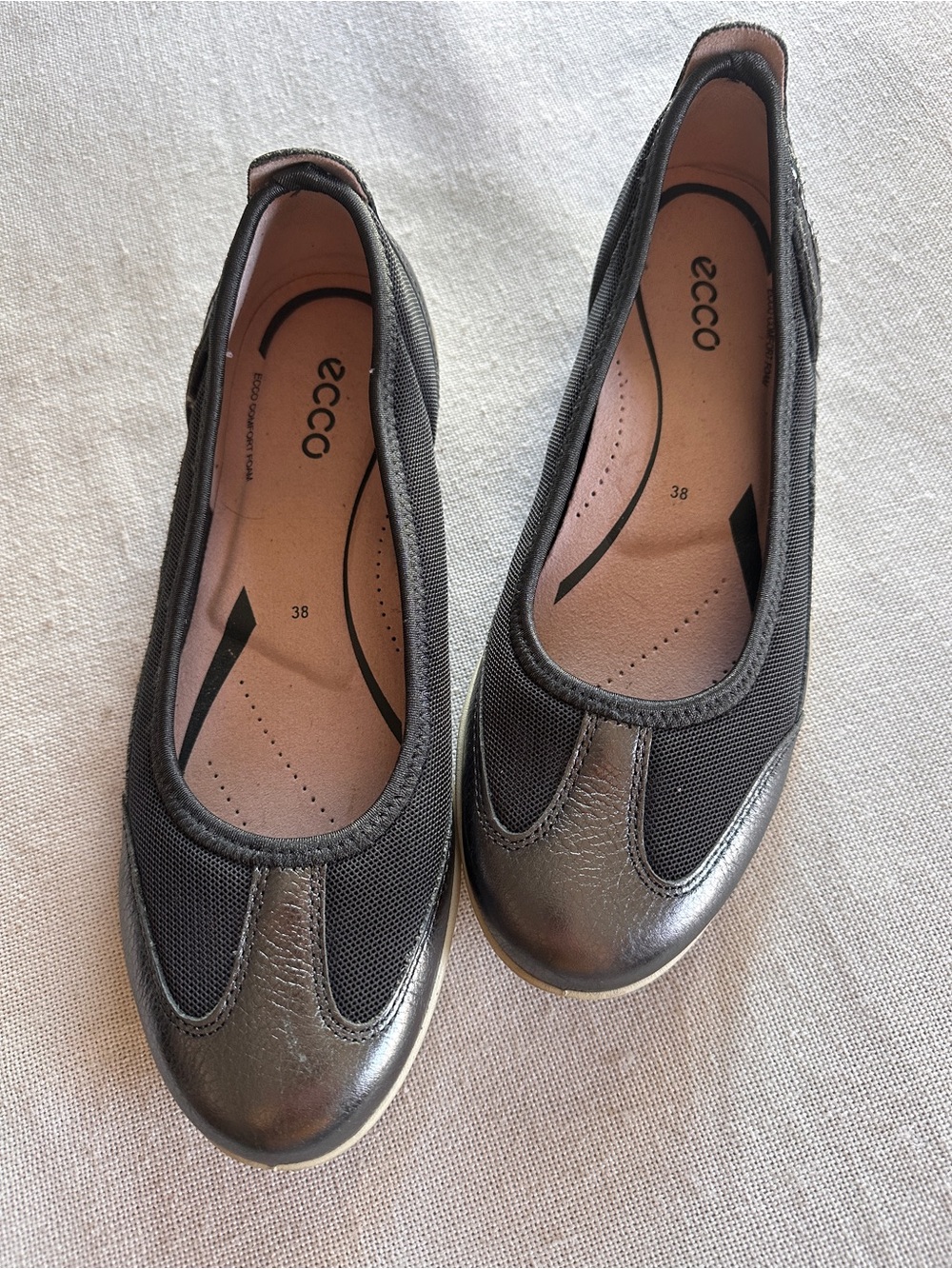 ECCO Bluma Metallic Leather & Mesh Sporty Ballet Flats | 38